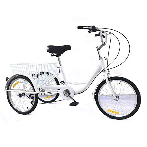 20"-3-Rad Bike, hochfester Stahlrahmen, hochhauerhafter und Stabiler, rostfreier und korrosionsbeständiger, stilvoller Farbe, Tragfähigkeit: 110kg, Geschenke für Familie von HaroldDol