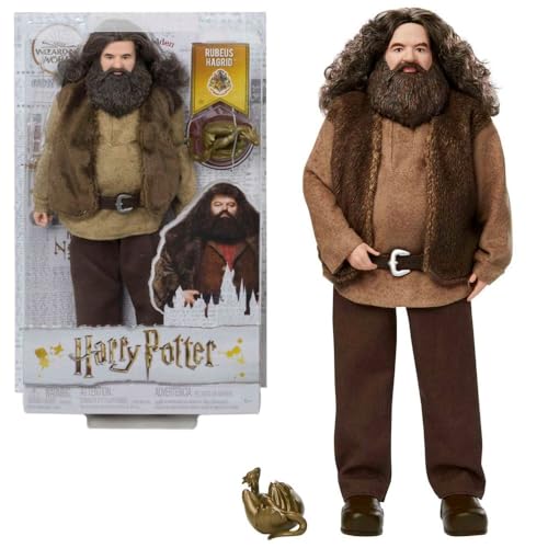 Harry Potter Mattel GKT94 - Rubeus Hagrid Sammlerpuppe, ca. 30 cm, mit Pullover, Gürtel und Drachenbaby, Geschenk für Kinder ab 6 Jahren von Harry Potter