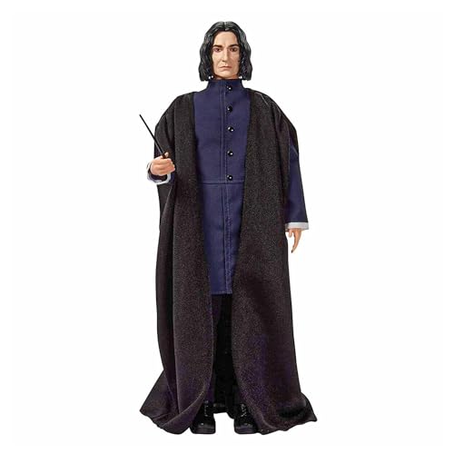 Mattel Harry Potter - Professor Snape Puppe (ca. 30 cm), mit schwarzer Jacke, Umhang und Zauberstab, Geschenk für Kinder ab 6 Jahren GNR35 von Mattel