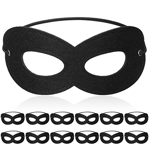 12 Stück Augenmasken Schwarze Maskerade Augenmasken Halloween Ball Kostüm mit Gummiband Herren Maske Weltbuchwoche Tag Masken für Halloween Festival Karneval Kostüm Cosplay Party von Harrycle