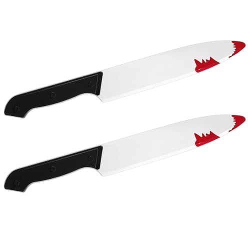 Harrycle 2 Stück Halloween Messer mit Blut Horror Kunststoffmesser Plastik Blutiges Messer Spielzeug Messer Scream Messer Plastik Fake Messer für Halloween Party Cosplay Kostümzubehör von Harrycle