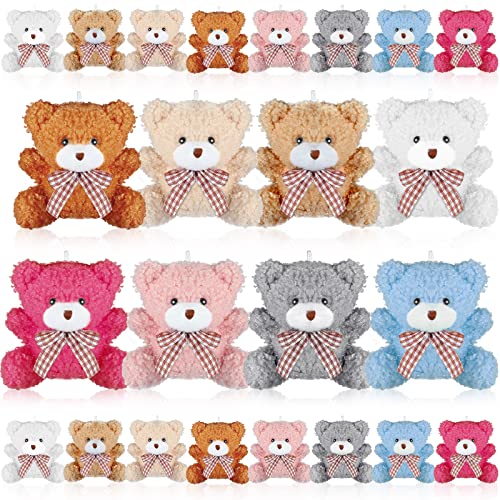 Harrycle 24er Pack Mini Teddybär Klein 8 cm Kuscheltier Spielzeug Plüsch Bären Plüschtiere Dekoration für Mädchen Teenager DIY Schlüsselanhänger Abschluss Geburtstag Hochzeit Gastgeschenk von Harrycle