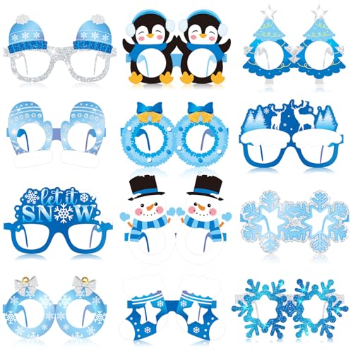 Harrycle 36 Stück Winter Dekorative Papierbrillen Schneeflocken Winter Kostüm Partybrille Foto Stand Requisiten Zubehör für Winter Weihnachten Feiertag Baby Dusche Geburtstag Party Geschenke von Harrycle