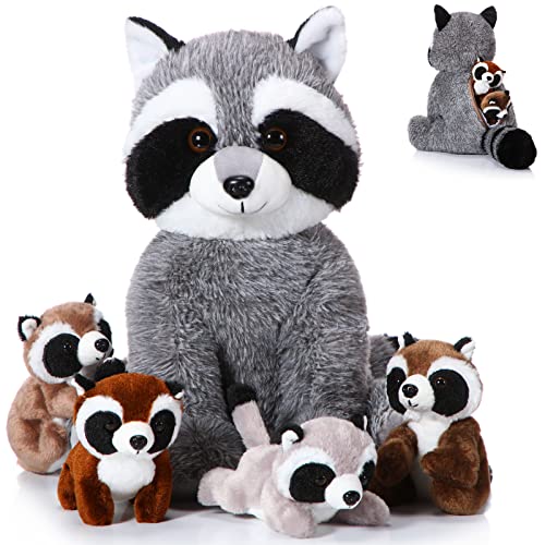 Harrycle 5 Stück Waschbär Kuscheltier Set Süßer Mama Waschbär Plüsch mit 4 Baby Waschbären im Bauch Kuschelige Weiche Waschbär Spielzeuge für Jungen Mädchen Geburtstag Wald Party (Niedlicher Stil) Harrycle 5 Stück Waschbär Kuscheltier Set Süßer Mama Waschbär Plüsch mit 4 Baby Waschbären im Bauch Kuschelige Weiche Waschbär Spielzeuge für Jungen Mädchen Geburtstag Wald Party (Niedlicher Stil) von Harrycle