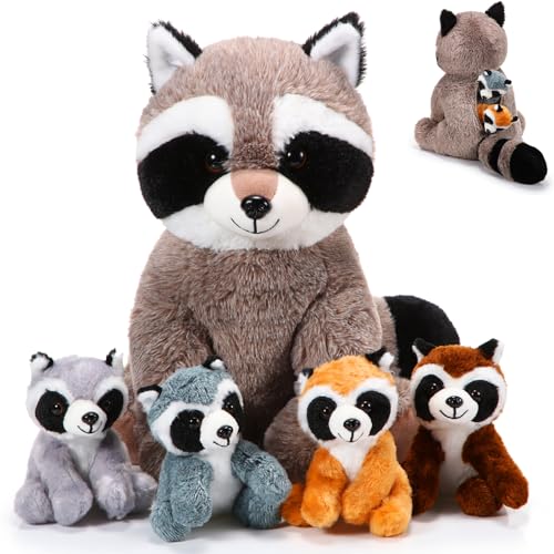 Harrycle 5 Stück Waschbär Kuscheltier Set Süßer Mama Waschbär Plüsch mit 4 Baby Waschbären im Bauch Kuschelige Weiche Waschbär Spielzeuge für Jungen Mädchen Geburtstag Wald Party (Kuscheliger Stil) Harrycle 5 Stück Waschbär Kuscheltier Set Süßer Mama Waschbär Plüsch mit 4 Baby Waschbären im Bauch Kuschelige Weiche Waschbär Spielzeuge für Jungen Mädchen Geburtstag Wald Party (Kuscheliger Stil) von Harrycle