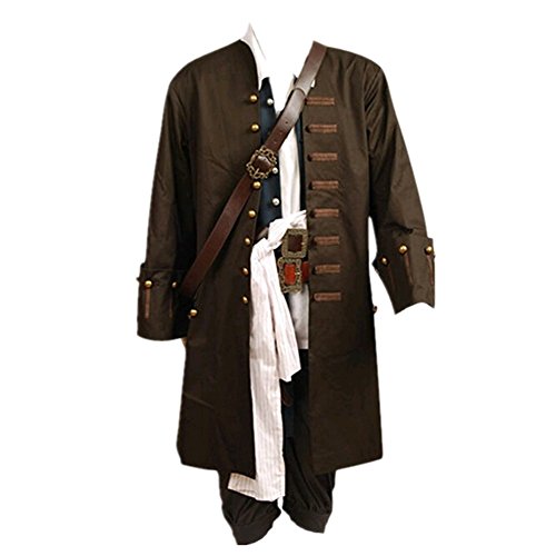 Harrypetter Piraten Kapitän Kostüm Herren Halloween Karneval Karibik Jack Cosplay Kostüm Hochsee Buccaneer Fasching Komplettset Gr. L, Komplettset von Harrypetter