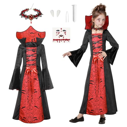 Harsever Halloween Vampir Rollenspielset für Mädchen (Stil C, 110CM) von Harsever