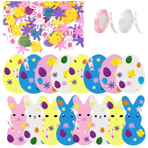 Harsever Ostern Basteln Kinder,DIY Osterdeko Bastelset,Moosgummi Bastelset Kinder,Osterdeko Basteln,Osterhase Ostereier für Kindern,Oster Bastelset,DIYBastelzubehör Bastelmaterial Set von Harsever