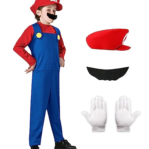 Harsever Kostüm für Kinder Erwachsene Kostüm Set mit Hut Handschuhe Bart für Karneval Halloween Cosplay (Kinder Rot, S) von Harsever