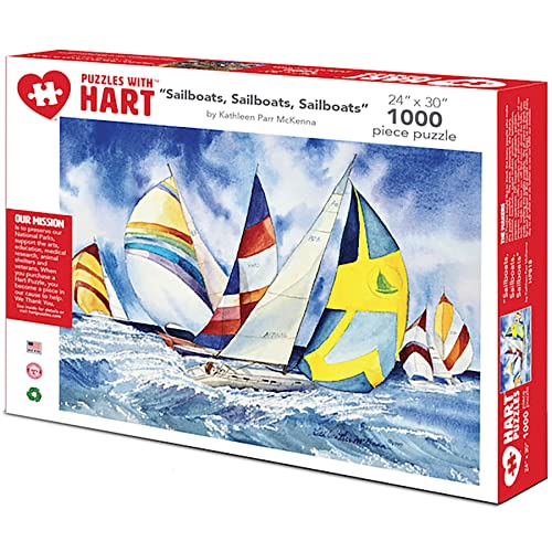 Hart Puzzles Segelboote, Segelboote, Segelboote, Segelboote von Kathleen Parr McKenna, 24 x 30, 1000 Teile Puzzle von Hart Puzzles