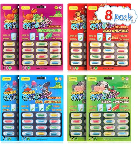 8 Pack Magische Kapselkreaturen, 4 Themenpakete mit je 12 Kapseln - Bauernhof, Meer, Dinosaurier, Safari, ins Wasser Legen und Ihnen Beim Wachsen Zusehen, Wasseranbauspielzeug, Geschenke 8 Pack Magische Kapselkreaturen, 4 Themenpakete mit je 12 Kapseln - Bauernhof, Meer, Dinosaurier, Safari, ins Wasser Legen und Ihnen Beim Wachsen Zusehen, Wasseranbauspielzeug, Geschenke von Harxin