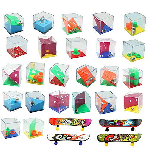 Harxin 24Pcs Geduldsspiele,4 Finger Skateboard,Mini Denkspiel Lernspielzeug,Geschicklichkeitsspiel für Kinder Erwachsene, Knobelspiel, Gastgeschenke,Stress Ablassen (Challenging Spielzeug) von Harxin