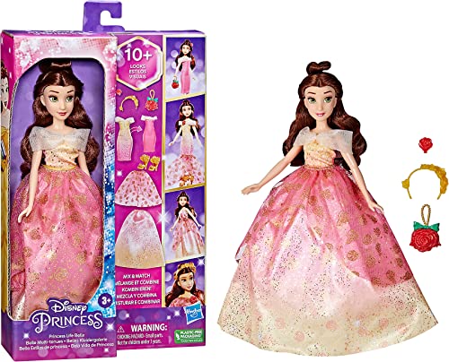 Hasbro Disney Prinzessinnen Belles Kleidergalerie Modepuppe, 10 Outfit-Kombinationen, Spielzeug für Kinder ab 3 Jahren, Multi, F4625 von Hasbro Disney Prinzessinnen