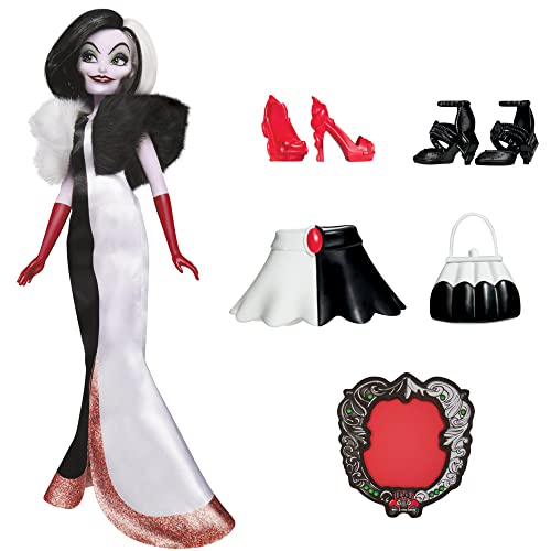 Disney Hasbro Princess Villains - Cruella De Mon, Fashion Doll mit Zubehör und Abnehmbarer Kleidung, Spielzeug für Kinder ab 5 Jahren, Mehrfarbig von Disney Princess