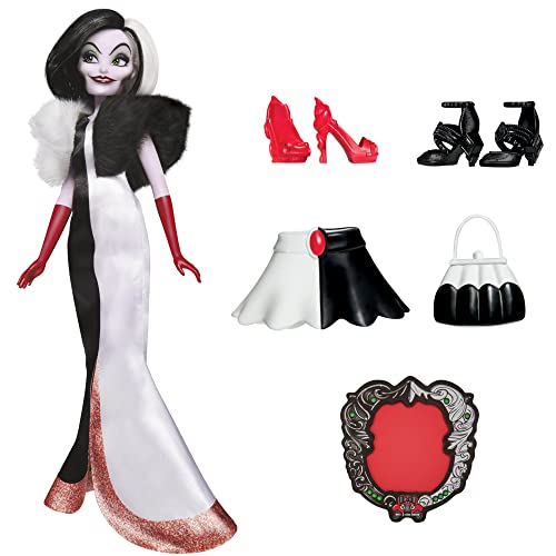 Hasbro Disney Princess Villains - Cruella De Mon, Fashion Puppe mit Zubehör und Abnehmbarer Kleidung, Spielzeug für Kinder ab 5 Jahren, Mehrfarbig Hasbro Disney Princess Villains - Cruella De Mon, Fashion Puppe mit Zubehör und Abnehmbarer Kleidung, Spielzeug für Kinder ab 5 Jahren, Mehrfarbig von Hasbro