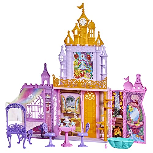 Disney Prinzessin Festtagsschloss für unterwegs, zusammenklappbares Puppenhaus mit Möbeln und Accessoires, für Mädchen ab 3 Jahren von Disney Princess