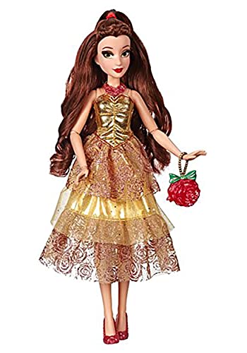 Hasbro Disney Prinzessinnen E83985X0 Disney Prinzessin Style Serie, Belle Modepuppe, mit glitzerndem gelben Kleid, Handtasche, Schuhen und Halskette, für Mädchen ab 6 Jahren von Disney Princess