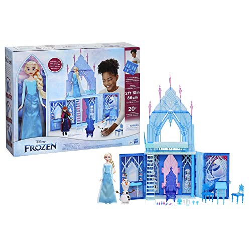 Hasbro Frozen F28285S1 Disney Frozen Hasbro Il Palazzo Ghiaccio richiudibile Con bambole di ELSA e Olaf, Castello giocattolo pieghevole, per bambine e Bambini dai 3 anni in su, Multicolour, One Size von Hasbro Frozen