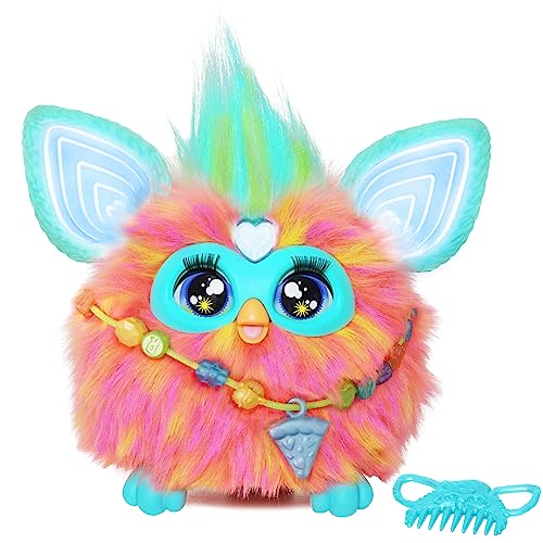 Furby Koralle, 15 Modeaccessoires, interaktive Kuscheltiere für Jungen und Mädchen ab 6 Jahren, sprachgesteuerte Animatronic - Niederländische Version von Hasbro Furby