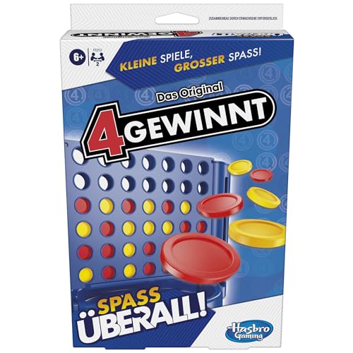 4 gewinnt Kompakt, portables Spiel für 2 Spieler, Reisespiel für Kinder, Spaß überall von Hasbro Gaming