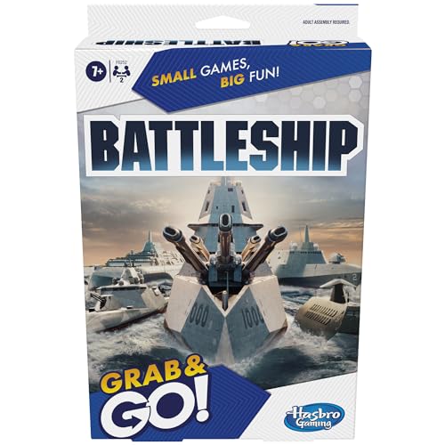 Hasbro Gaming Schlachtschiff-Strategiespiel, Reisespielzeug für Kinder, Sommer-Reisespiel, tragbarer Spaß für 2 Spieler, Greifen und Go, ab 7 Jahren von Hasbro Gaming