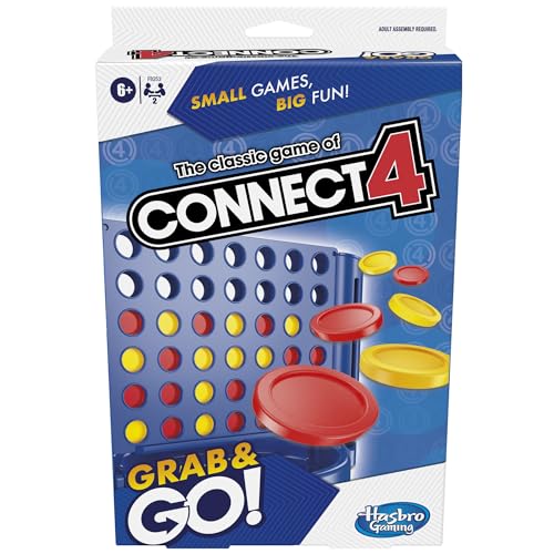 Hasbro Gaming Connect 4 Reise-Brettspiel, Reisespiele für Kinder, Sommerspielzeug für Kinder, 2 Spieler, tragbarer Strategie-Spaß, Greifen und Go, ab 6 Jahren von Hasbro Gaming