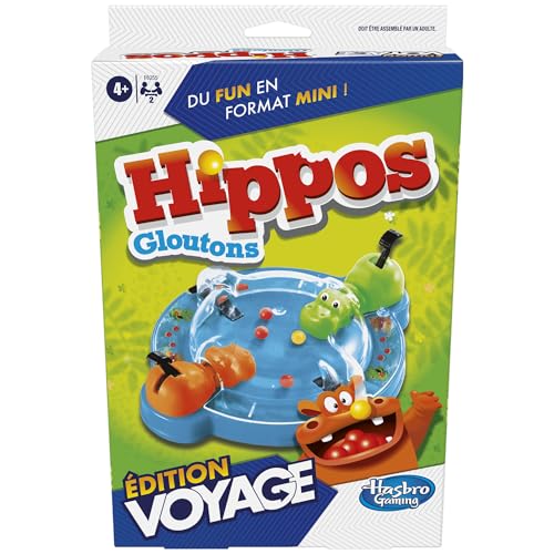 Hasbro Gaming Hippos Glatzen Reise-Edition, tragbares Spiel für 2 Spieler, Reisespiele für Kinder, enthält 2 Nilpferde, perfekt für den Sommer von Hasbro Gaming