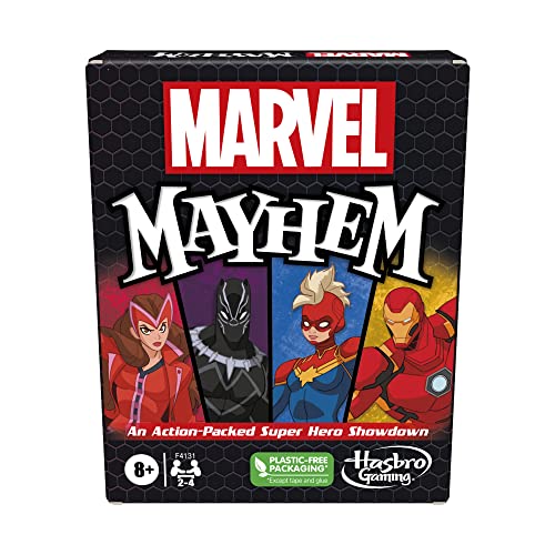 Hasbro Gaming Marvel Mayhem: Kartenspiel für Marvel-Fans ab 8 Jahren - Tragbares Familienspiel mit 4 Spielern - Comics, Klassisch, Unisex, Schwarz von Hasbro Gaming