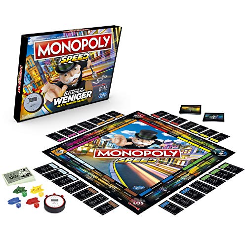 Hasbro Gaming Monopoly Speed Brettspiel, Monopoly in weniger als 10 Minuten, eine schnelle Version des Monopoly Brettspiels ab 8 Jahren, Spiel für 2-4 Spieler von Hasbro Gaming