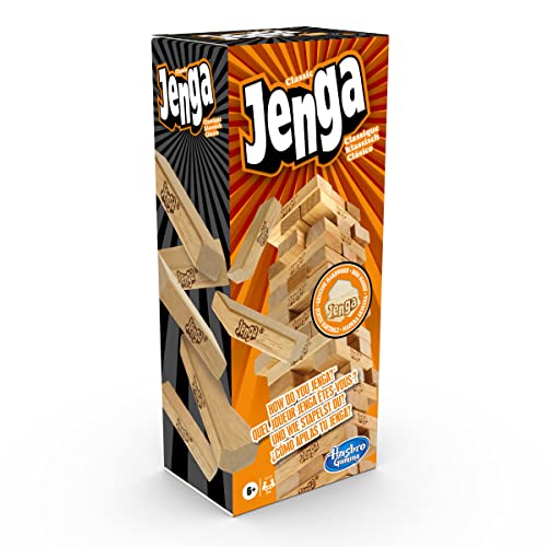 Jenga Spiel, das Originale Partyspiel mit Holzklötzen von Hasbro Gaming