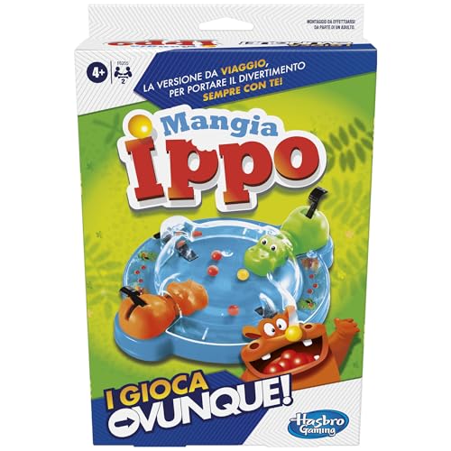 Hasbro Gaming Ippo Ippo I Play überall tragbares Spielzeug für 2 Spieler, Reise-Spiel für Jungen und Mädchen, inklusive 2 hungrige Nilpferde von Hasbro Gaming
