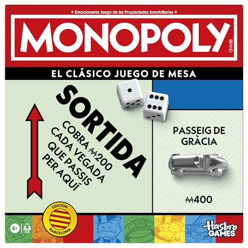 Monopoly-Brettspiel mit Ablageschale und großen Spielfiguren katalanische Version in spanischer Sprache Monopoly-Brettspiel mit Ablageschale und großen Spielfiguren katalanische Version in spanischer Sprache von Hasbro Gaming