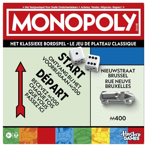 Monopoly Brettspiel mit Aufbewahrungsbox und Spielsteinen im Großformat – Französisch-Niederländische Version von Hasbro Gaming