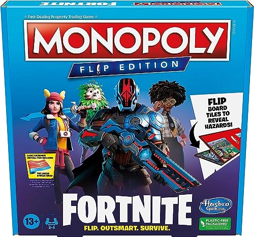 Monopoly Flip Edition: Fortnite, Monopoly, inspiriert vom Videospiel Fortnite, Brettspiele für Erwachsene und Jugendliche von Hasbro Gaming