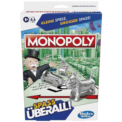 Monopoly Kompakt, portables Spiel für 2–4 Spieler, Reisespiel für Kinder, Spaß überall von Hasbro Gaming