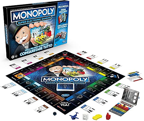 Hasbro Monopoly Super Electronic Banking (Spielschachtel mit elektronischem Kreditkartenleser, italienische Version). von Monopoly