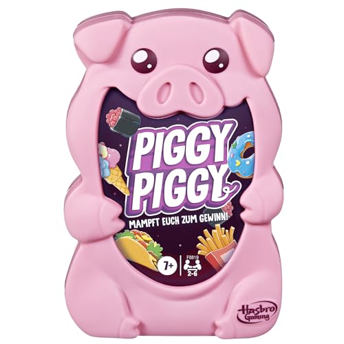 Hasbro Gaming Piggy Piggy Kartenspiel für Familien - Deutsche Fassung, einfaches Strategiespiel für Kinder ab 7 Jahren und Erwachsene, enthält 5 Schweinchenfiguren Hasbro Gaming Piggy Piggy Kartenspiel für Familien - Deutsche Fassung, einfaches Strategiespiel für Kinder ab 7 Jahren und Erwachsene, enthält 5 Schweinchenfiguren von Hasbro Gaming