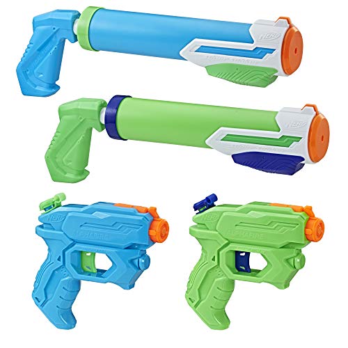 Super Soaker E2999EU5 Floodtastic 4er-Pack, Wasserpistole, Single, Mehrfarbig von Super Soaker