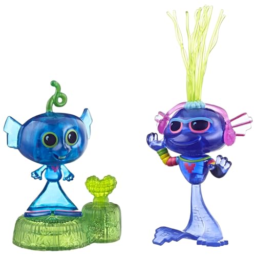 Hasbro DreamWorks Trolls World Tour Techno Riff Wackelspaß mit 2 Figuren, 1 mit Wackelbewegung plus Sockel, Spielzeug zum Film Trolls World Tour von Hasbro Trolls