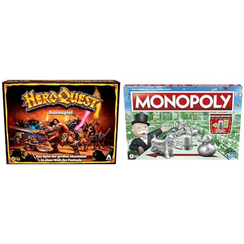 Avalon Hill HeroQuest Basisspiel & Monopoly Spiel, Familien-Brettspiel für 2 bis 6 Spieler, ab 8 Jahren für Kinder, mit 8 Spielfiguren Avalon Hill HeroQuest Basisspiel & Monopoly Spiel, Familien-Brettspiel für 2 bis 6 Spieler, ab 8 Jahren für Kinder, mit 8 Spielfiguren von Hasbro