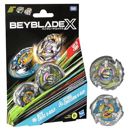 Beyblade X Bite Croc 3-60LF und Sting Unicorn 4-60P Kreisel Dual Pack, Set Beyblade X Bite Croc 3-60LF und Sting Unicorn 4-60P Kreisel Dual Pack, Set von Hasbro
