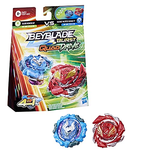 BEYBLADE Burst QuadDrive Salvage Valtryek Rashad V7 und vergoldeter Nemesis N7 Kreisel, Doppelpack, 2 Stück von BEYBLADE