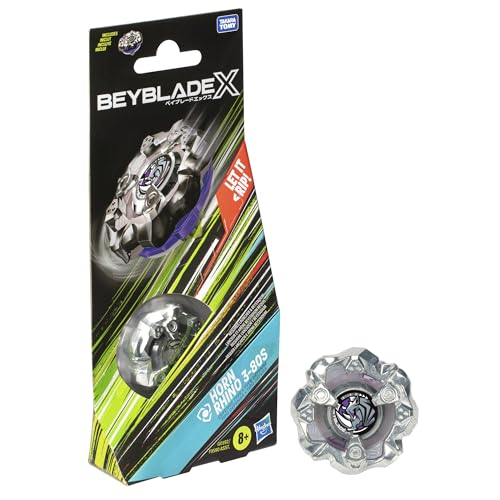 Beyblade X Horn Rhino 3-80S Kreisel Booster Pack, rechtsdrehender Abwehr-Typ mit X-Celerator, mit 2 Klicks aufbauen und in der Arena kämpfen, für Kinder ab 8 Jahren von Hasbro