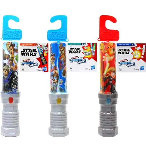 Blindbeutel/Kapsel-Sets für Jungen, perfekt für Gastgeschenke – (3 x Star Wars Micro Force Wow Sabres S1,2 & 3) von Hasbro