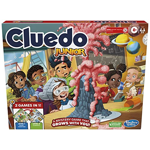Clue Junior Spiel, 2-seitiges Spielbrett, 2 Spiele in 1, Hinweis-Geheimnisspiel für Kinder ab 4 Jahren von Hasbro Gaming