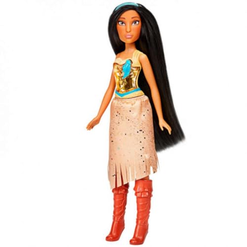 Disney Prinzessin Schimmerglanz Pocahontas Puppe, Modepuppe mit Rock und Accessoires, Spielzeug für Kinder ab 3 Jahren von Hasbro Disney Prinzessin