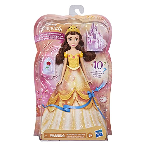 Disney Prinzessin Überraschungsstyles Belle Modepuppe mit 10 Modeaccessoires, Spielzeug mit Überraschungen für Mädchen ab 3 Jahren von Disney Princess