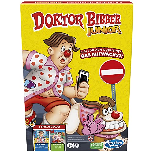Doktor Bibber Junior Brettspiel für Vorschüler und Kinder, Doktor Bibber Spiel für jüngere Kinder, Formen-Suchspiel von Hasbro