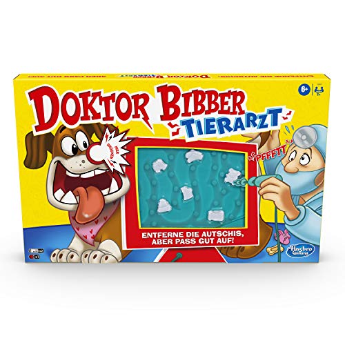 Hasbro Gaming Doktor Bibber Tierarzt Spiel für 2 oder mehr Spieler, für Kinder ab 6 Jahren, mit lustigen Geräuschen und Alarm von Hasbro