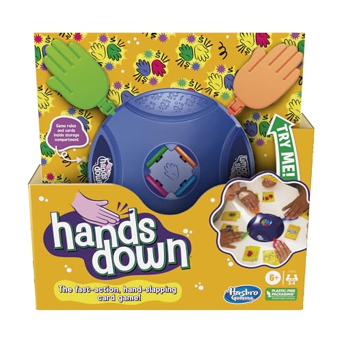 Hands Down Spiel, schnelles Hand-Slapping-Kinderspiel, lustiges Familien-Kartenspiel ab 6 Jahren, Spiel für 3-4 Spieler von Hasbro